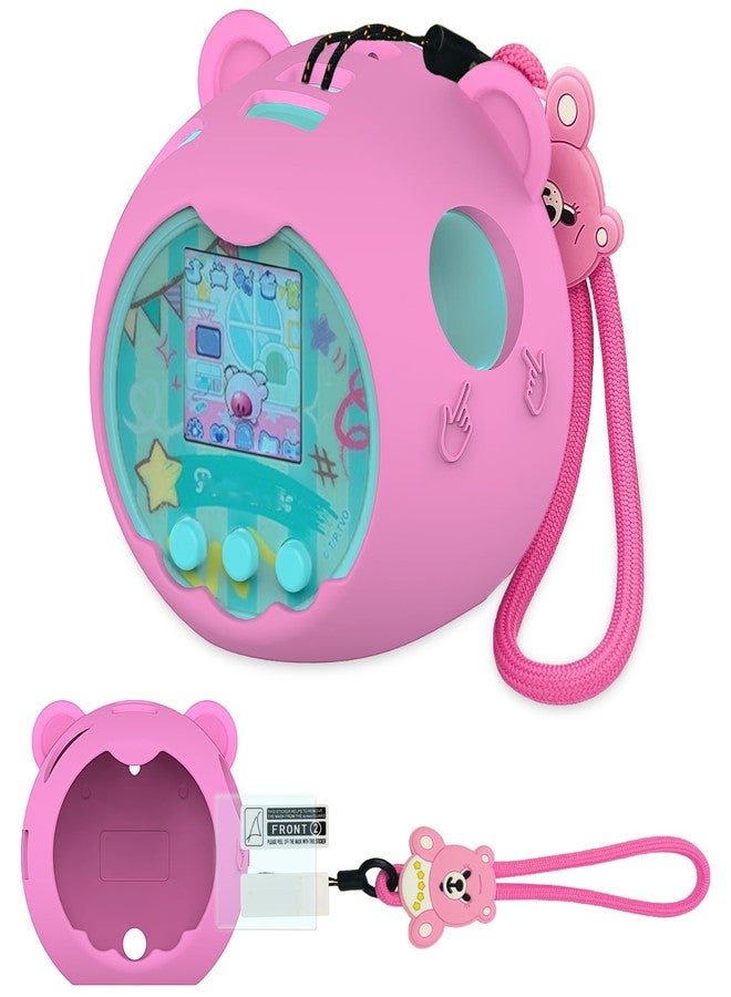 JCHPINE Silicone Cover Case for Punirunes Interactive Digital Toy, Protective Skin Sleeve for Punirunes Digital Pet Toys Squishy Characters Electronic Pets Accessories (Pink Case) - Image 1